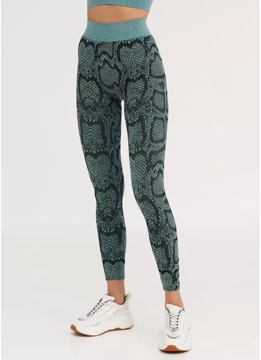Спортивные леггинсы со змеиным принтом LEGGINGS ANIMAL MELANGE 02 harbor blue (голубой)