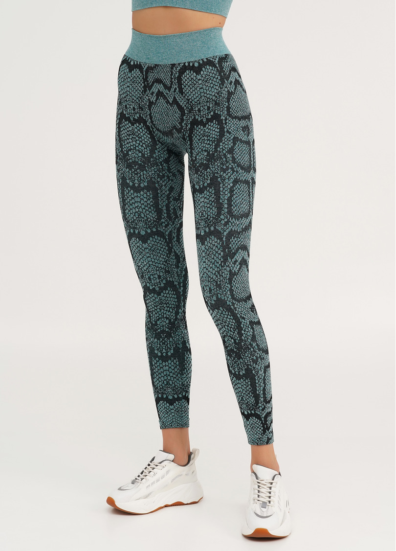 Спортивні легінси зі зміїним принтом LEGGINGS ANIMAL MELANGE 02 harbor blue (блакитний)