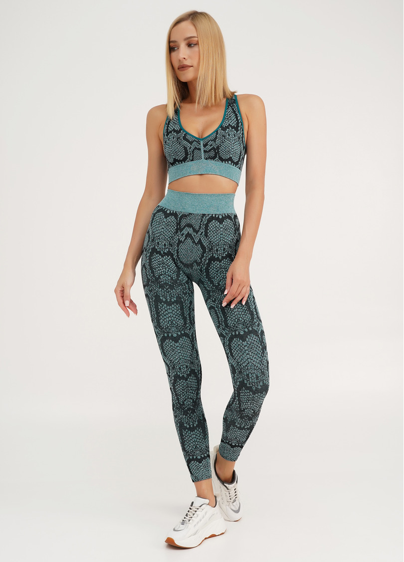 Спортивні легінси зі зміїним принтом LEGGINGS ANIMAL MELANGE 02 harbor blue (блакитний)