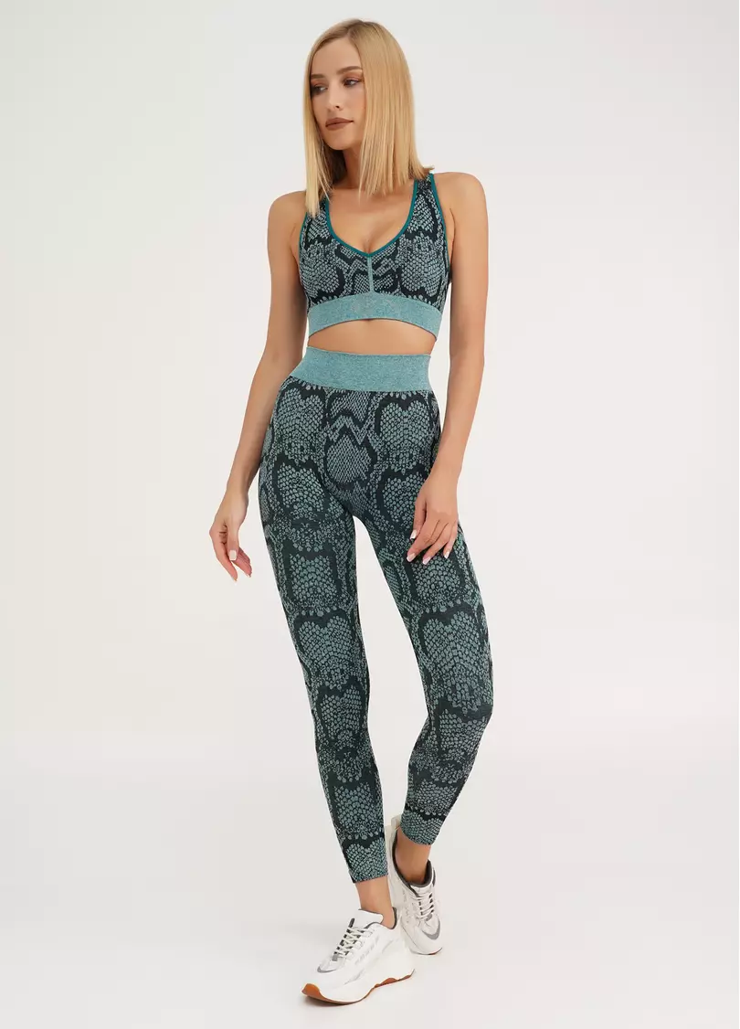 Спортивные леггинсы со змеиным принтом LEGGINGS ANIMAL MELANGE 02 harbor blue (голубой)