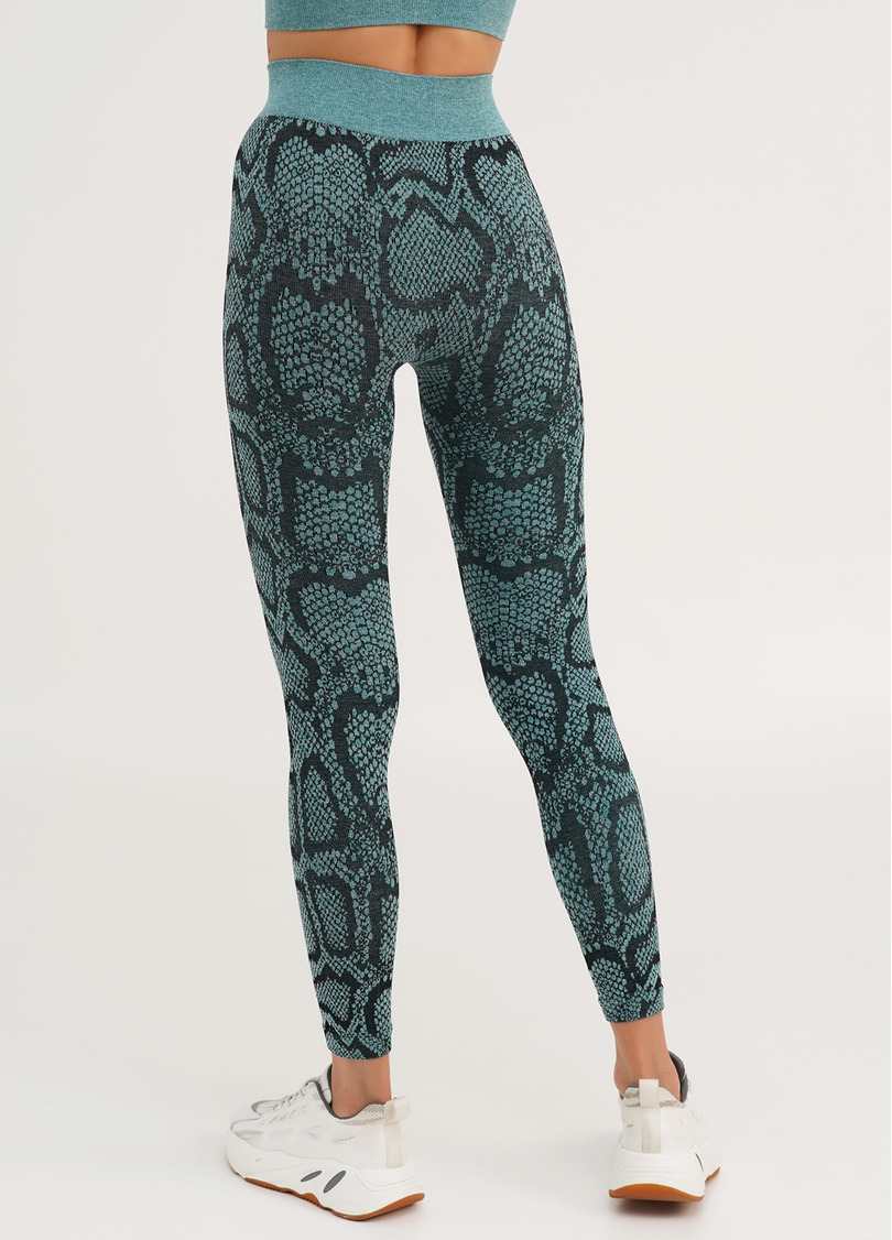 Спортивні легінси зі зміїним принтом LEGGINGS ANIMAL MELANGE 02 harbor blue (блакитний)