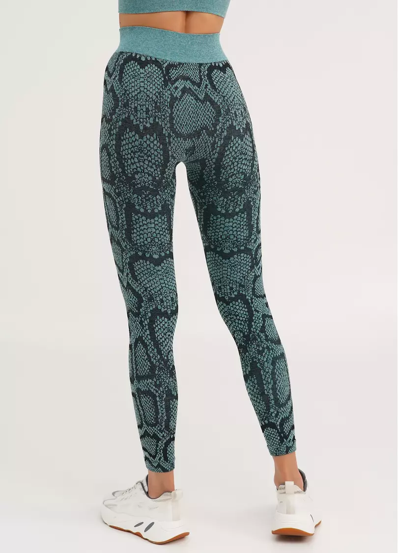 Спортивные леггинсы со змеиным принтом LEGGINGS ANIMAL MELANGE 02 harbor blue (голубой)