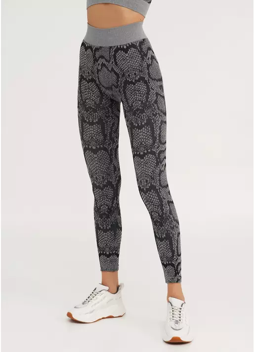 Спортивные леггинсы со змеиным принтом LEGGINGS ANIMAL MELANGE 02 poppy seed (серый)