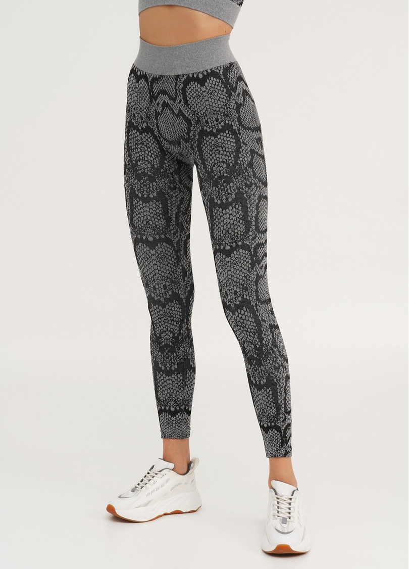 Спортивные леггинсы со змеиным принтом LEGGINGS ANIMAL MELANGE 02 poppy seed (серый)