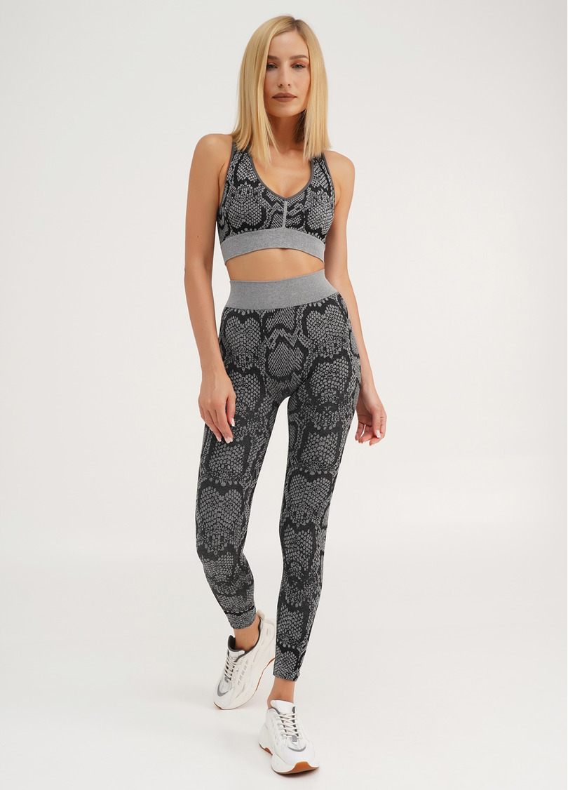 Спортивные леггинсы со змеиным принтом LEGGINGS ANIMAL MELANGE 02 poppy seed (серый)