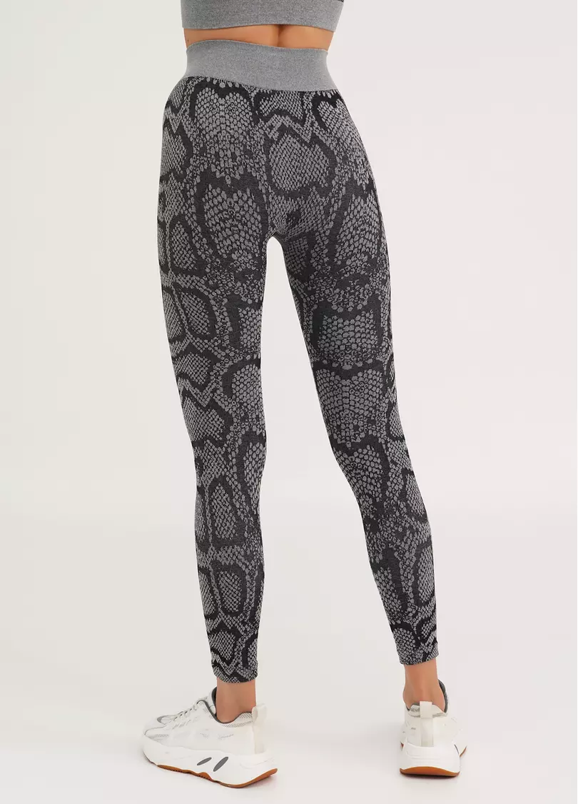 Спортивные леггинсы со змеиным принтом LEGGINGS ANIMAL MELANGE 02 poppy seed (серый)