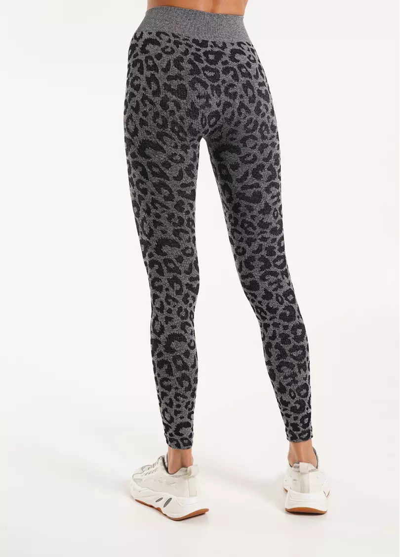 Спортивні легінси з леопардовим принтом LEGGINGS ANIMAL MELANGE 03 black (чорний)