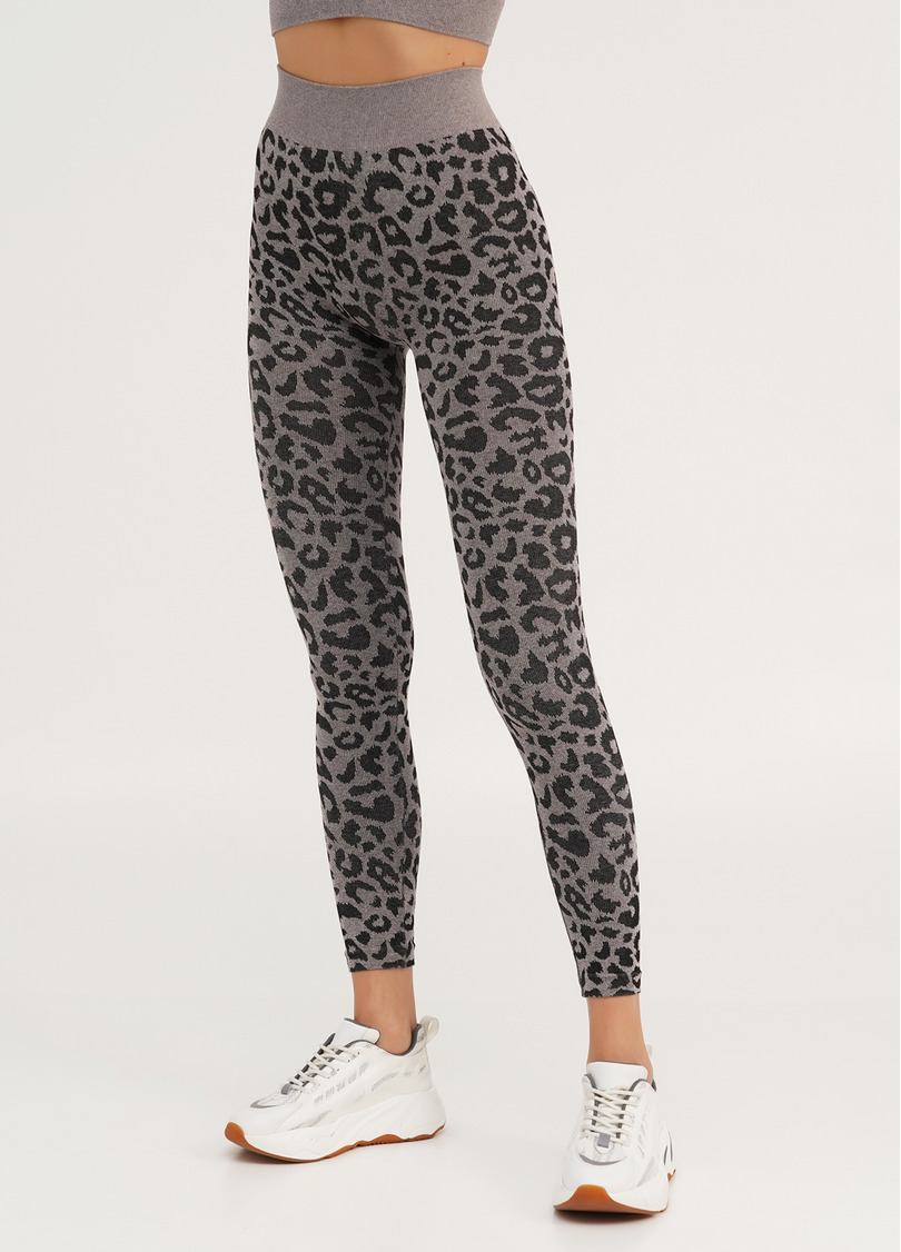 Спортивні легінси з леопардовим принтом LEGGINGS ANIMAL MELANGE 03 deep taupe (коричневий)