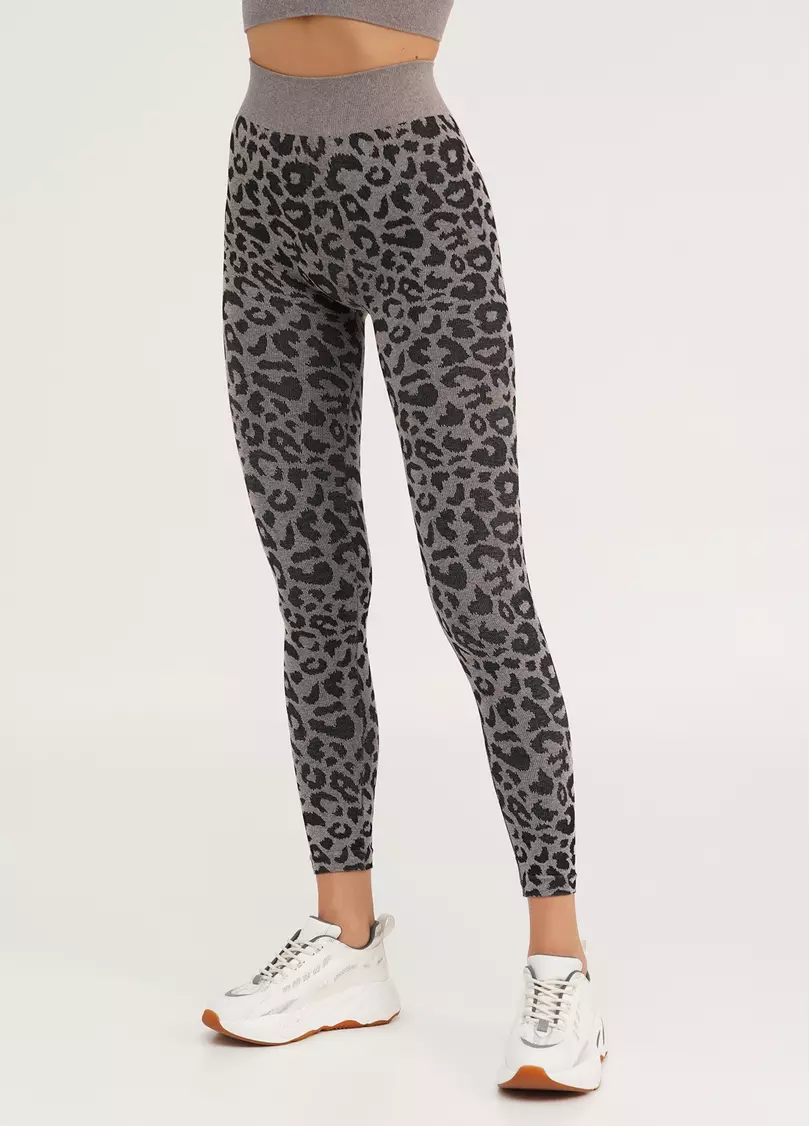 Спортивні легінси з леопардовим принтом LEGGINGS ANIMAL MELANGE 03 deep taupe (коричневий)