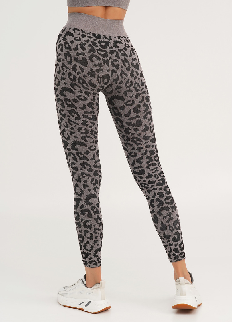 Спортивні легінси з леопардовим принтом LEGGINGS ANIMAL MELANGE 03 deep taupe (коричневий)