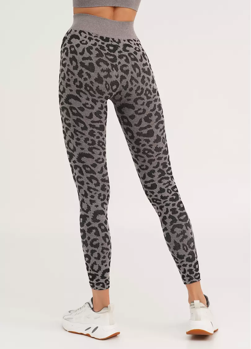 Спортивні легінси з леопардовим принтом LEGGINGS ANIMAL MELANGE 03 deep taupe (коричневий)