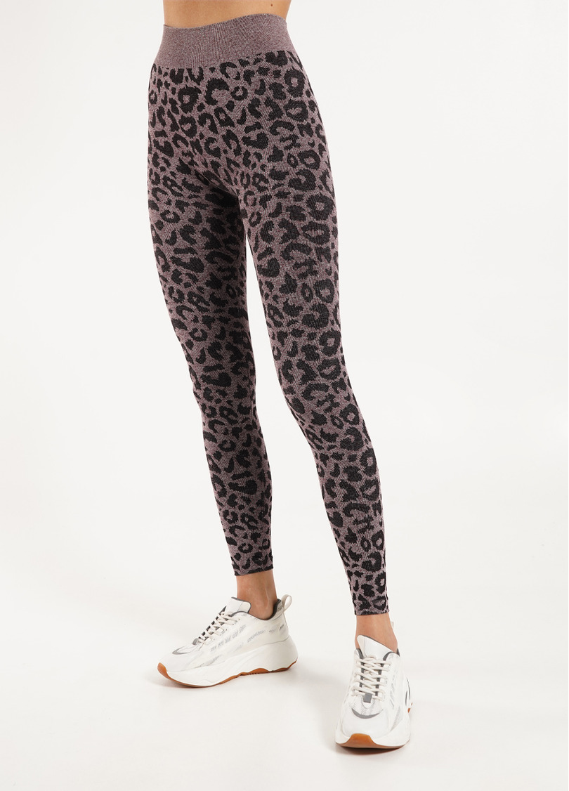 Спортивні легінси з леопардовим принтом LEGGINGS ANIMAL MELANGE 03 marsala (бордовий)