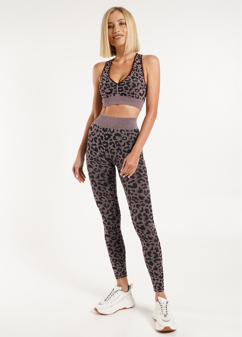 Спортивні легінси з леопардовим принтом LEGGINGS ANIMAL MELANGE 03 marsala (бордовий)