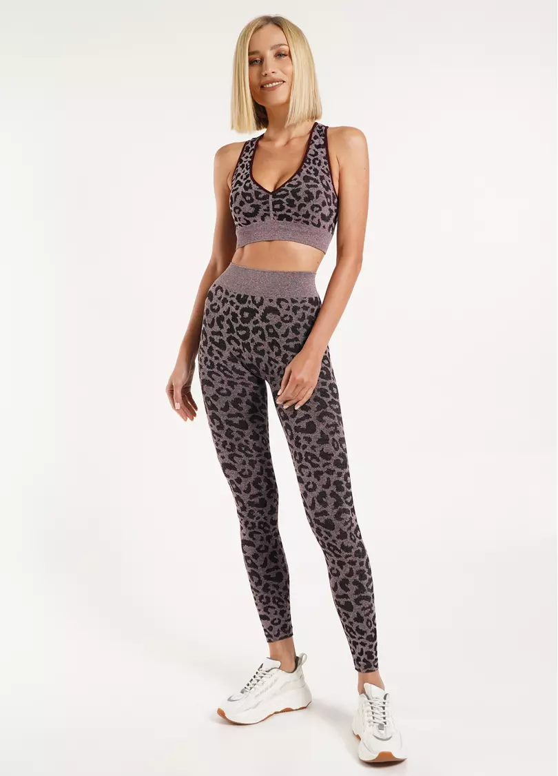 Спортивні легінси з леопардовим принтом LEGGINGS ANIMAL MELANGE 03 marsala (бордовий)