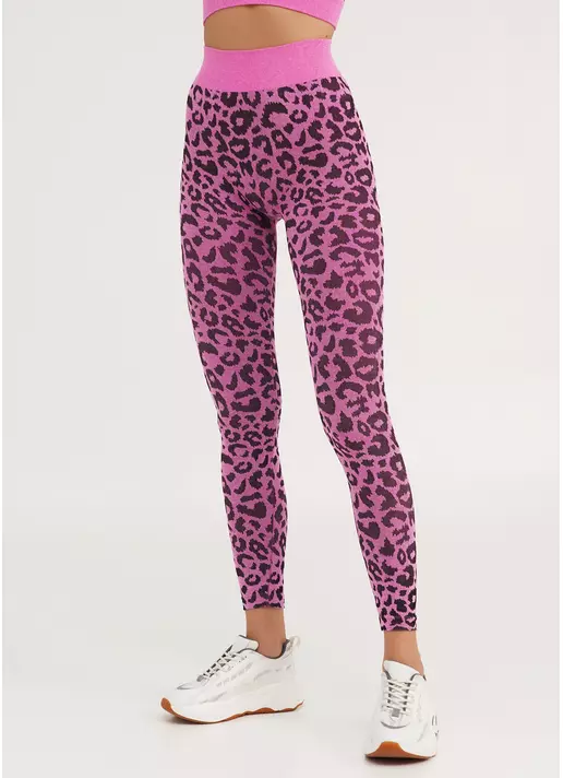 Спортивные леггинсы с леопардовым принтом LEGGINGS ANIMAL MELANGE 03 pink neon (неоновый розовый)