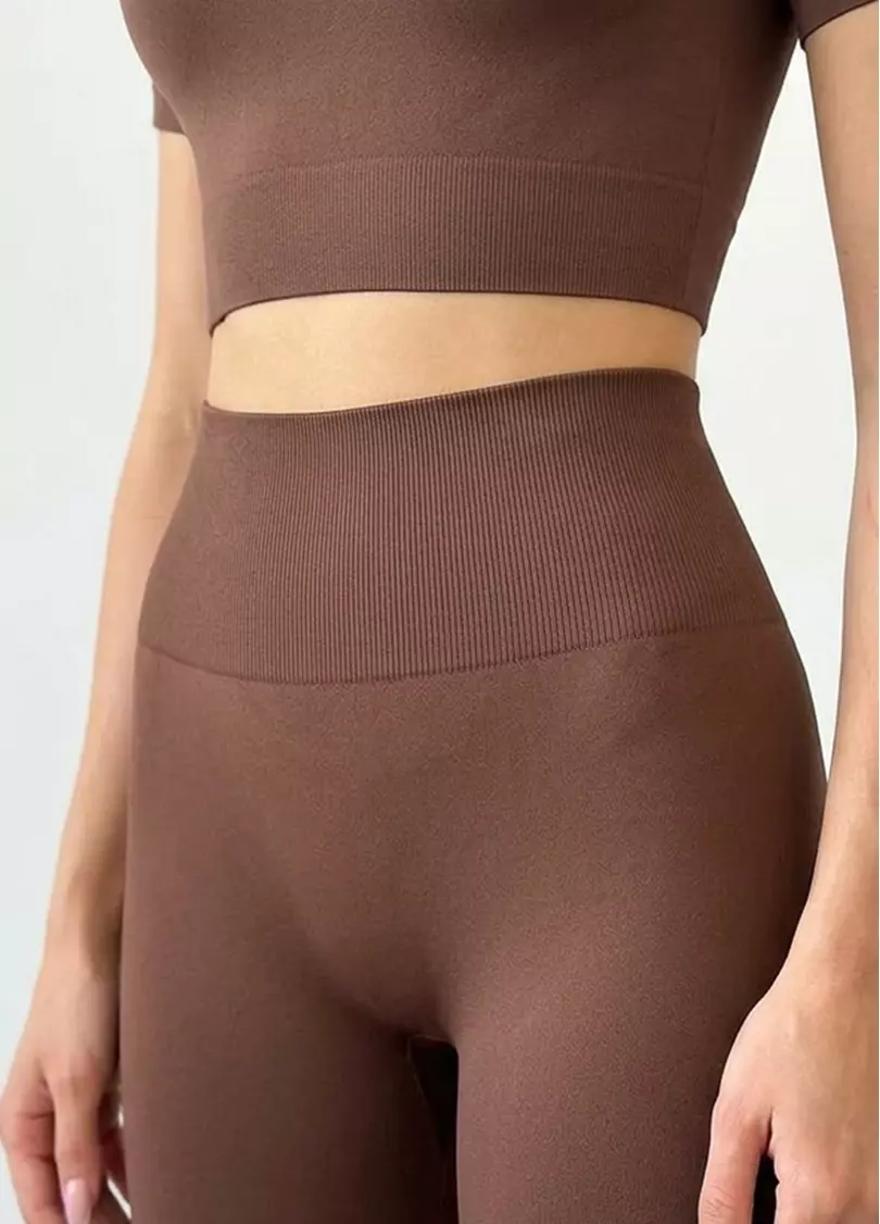 Легінси спортивні з широким поясом LEGGINGS ENERGY, коричневі