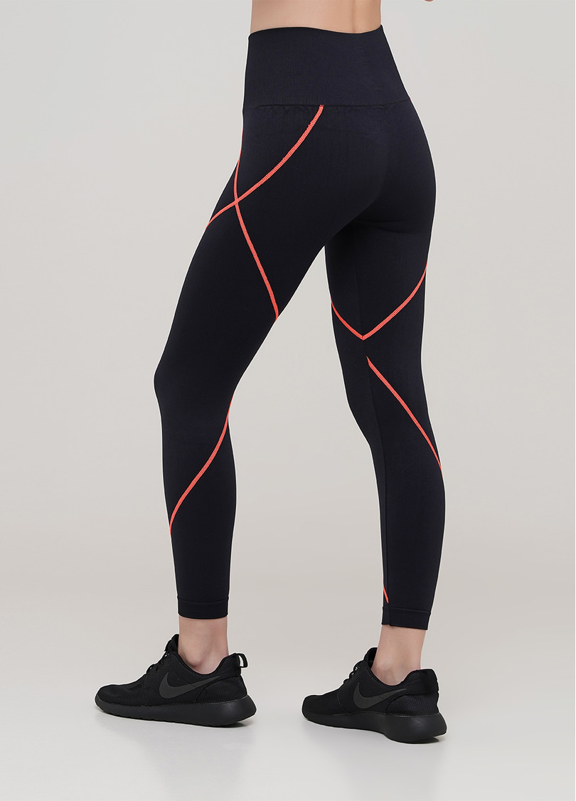 Безшовні спортивні легінси LEGGINGS NEON STRIPE (чорний/помаранчевий)