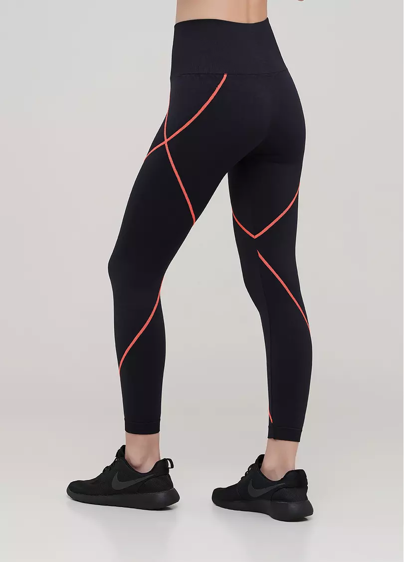 Безшовні спортивні легінси LEGGINGS NEON STRIPE (чорний/помаранчевий)