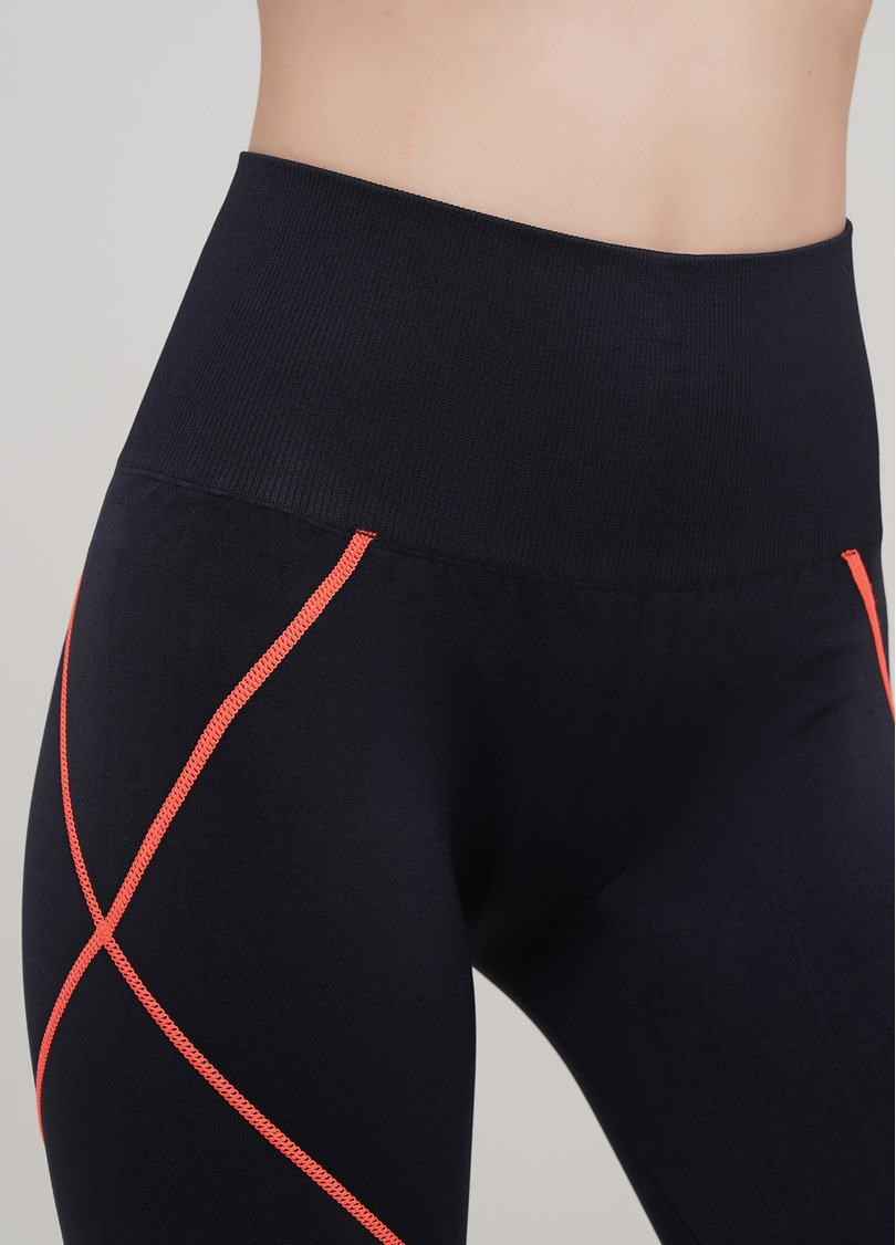Безшовні спортивні легінси LEGGINGS NEON STRIPE (чорний/помаранчевий)