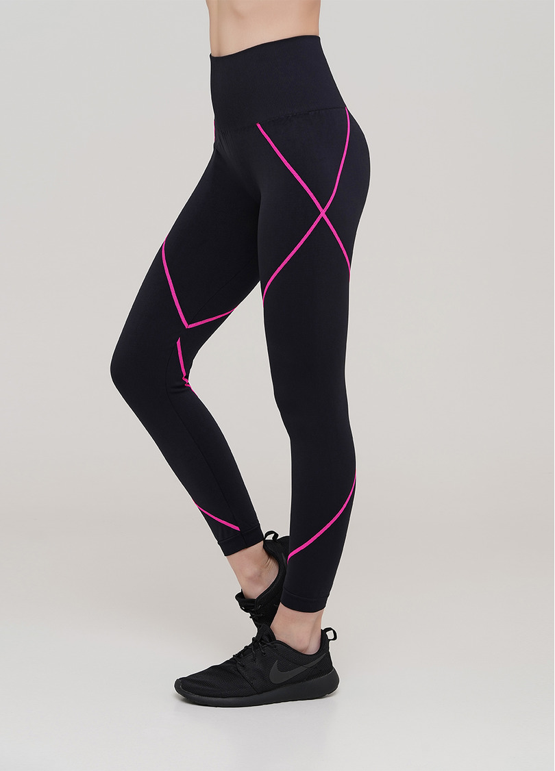 Безшовні спортивні легінси LEGGINGS NEON STRIPE (чорний/рожевий)
