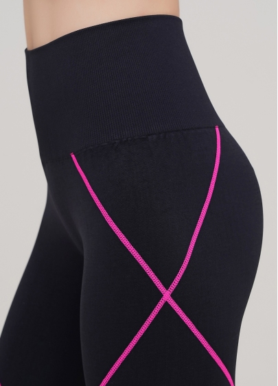 Безшовні спортивні легінси LEGGINGS NEON STRIPE (чорний/рожевий)