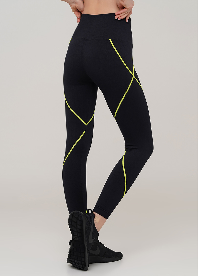 Безшовні спортивні легінси LEGGINGS NEON STRIPE (чорний/жовтий)