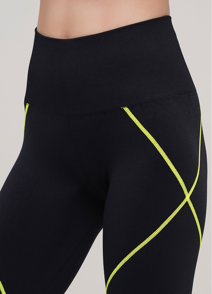 Безшовні спортивні легінси LEGGINGS NEON STRIPE (чорний/жовтий)