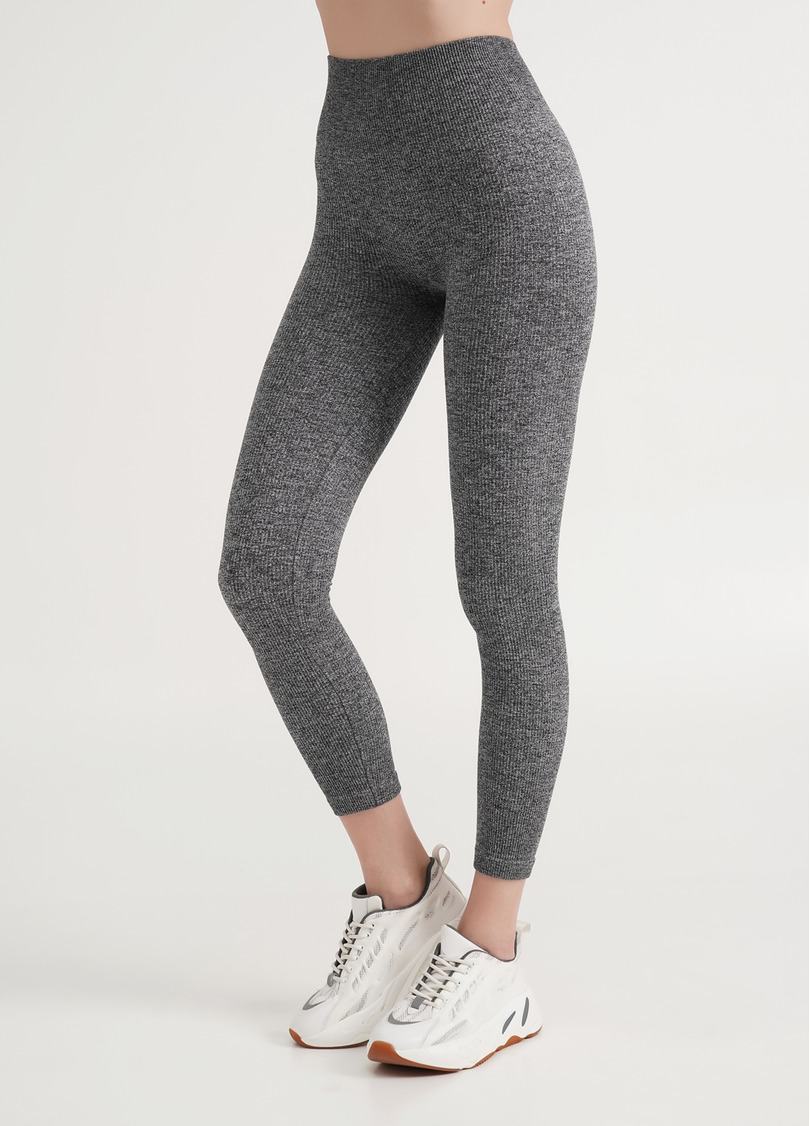Безшовні легінси в рубчик LEGGINGS RIB MELANGE black (чорний)