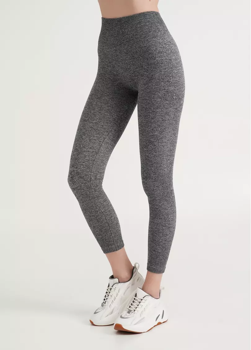 Безшовні легінси в рубчик LEGGINGS RIB MELANGE black (чорний)