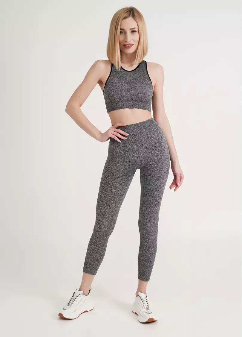 Безшовні легінси в рубчик LEGGINGS RIB MELANGE black (чорний)