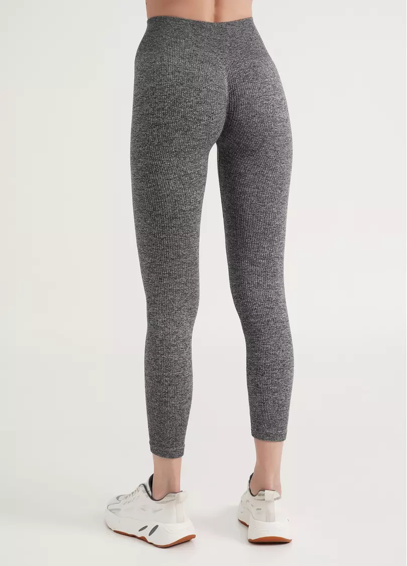 Безшовні легінси в рубчик LEGGINGS RIB MELANGE black (чорний)