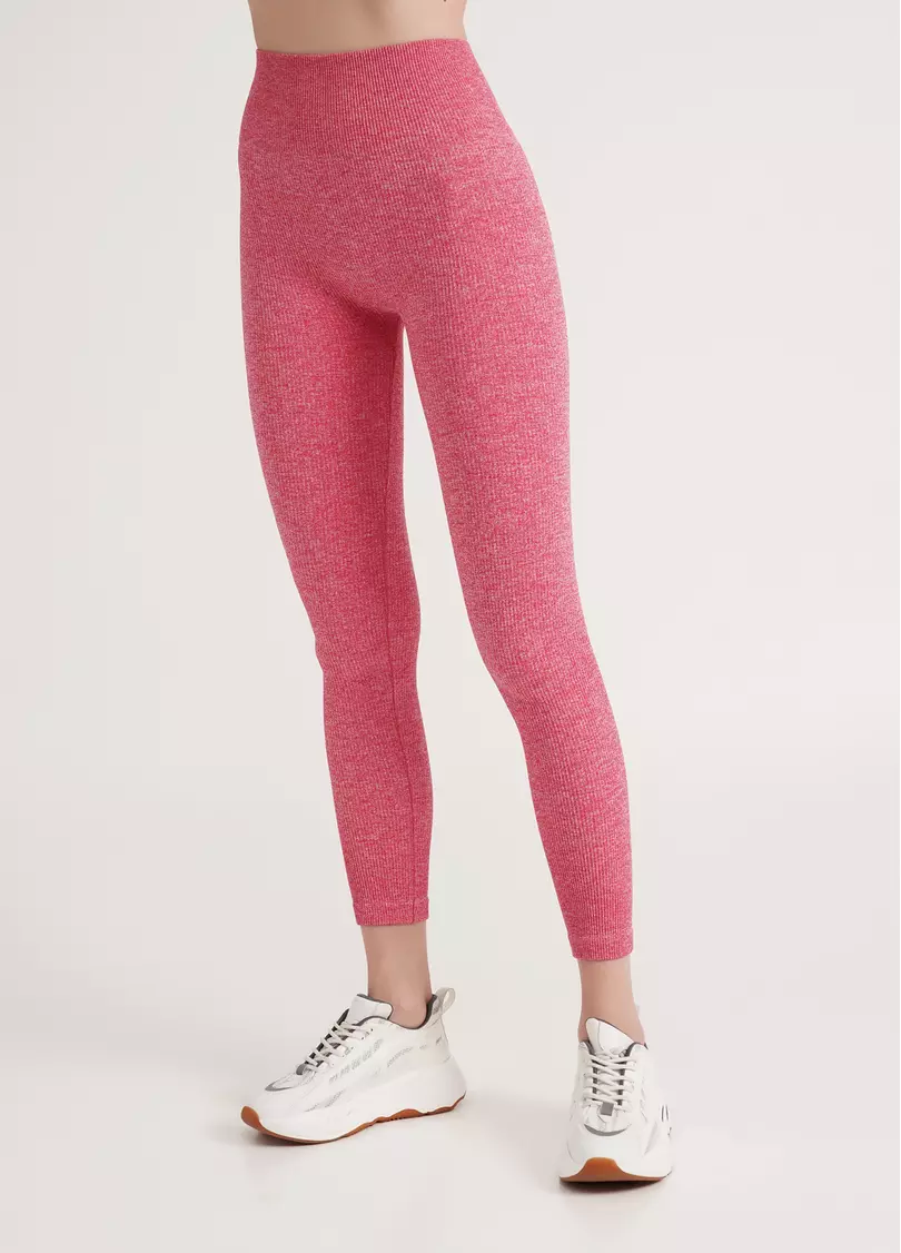 Безшовні легінси в рубчик LEGGINGS RIB MELANGE viva magenta (рожевий)