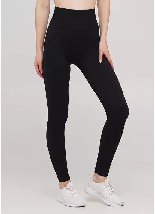 Легінси в рубчик з моделюючим швом ззаду LEGGINGS RIB (чорний)