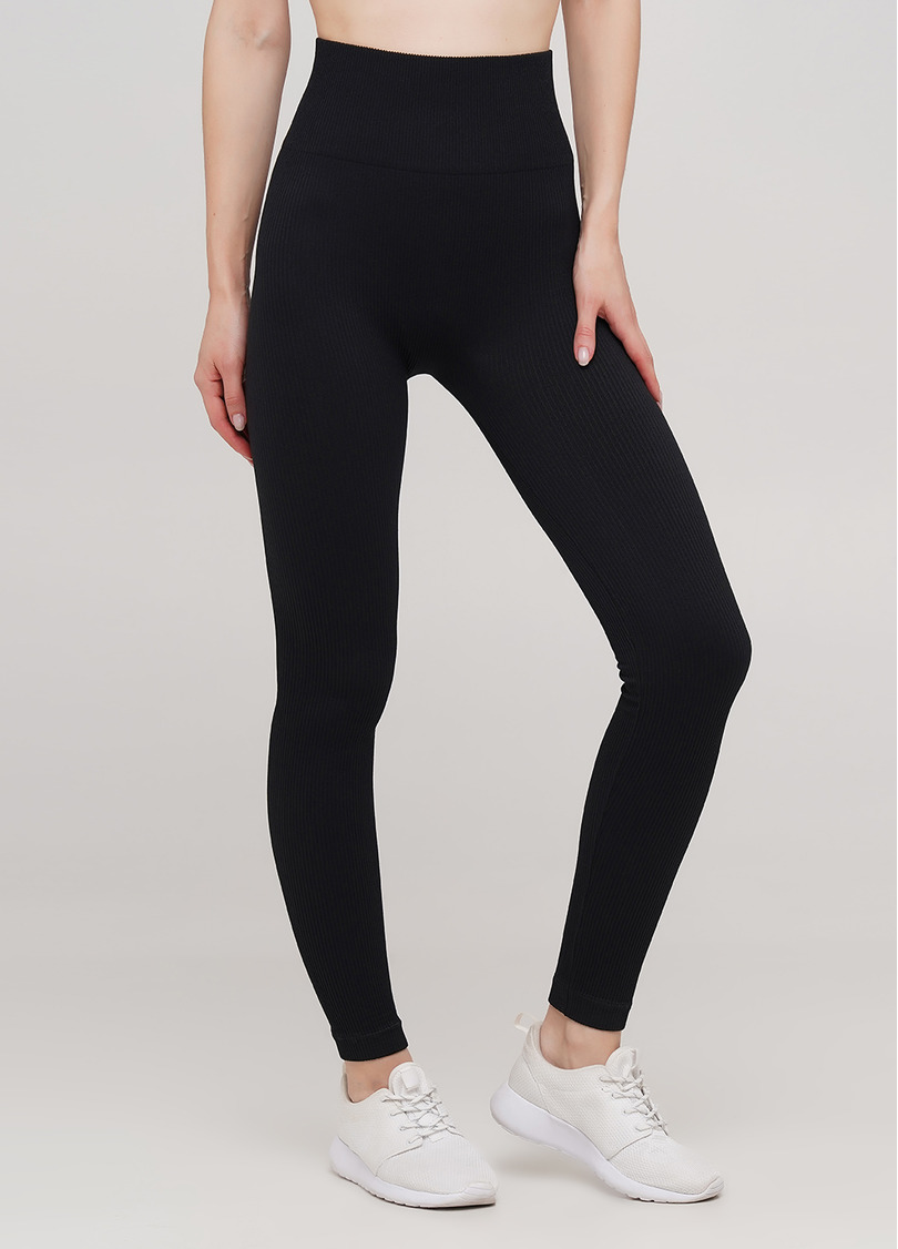 Легінси в рубчик з моделюючим швом ззаду LEGGINGS RIB (чорний)