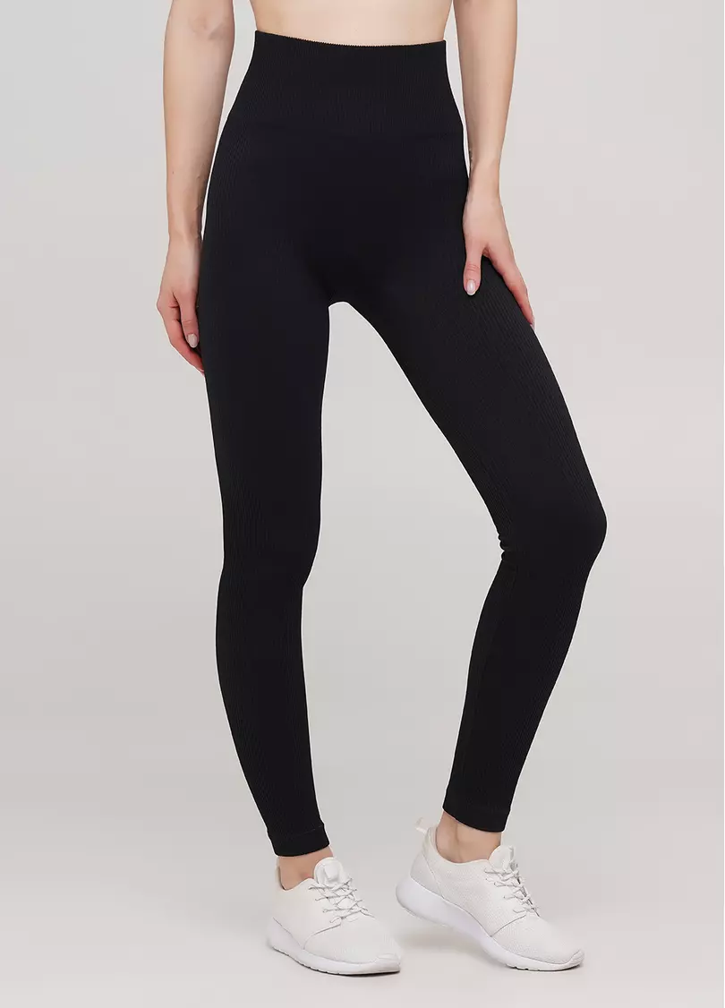Легінси в рубчик з моделюючим швом ззаду LEGGINGS RIB (чорний)