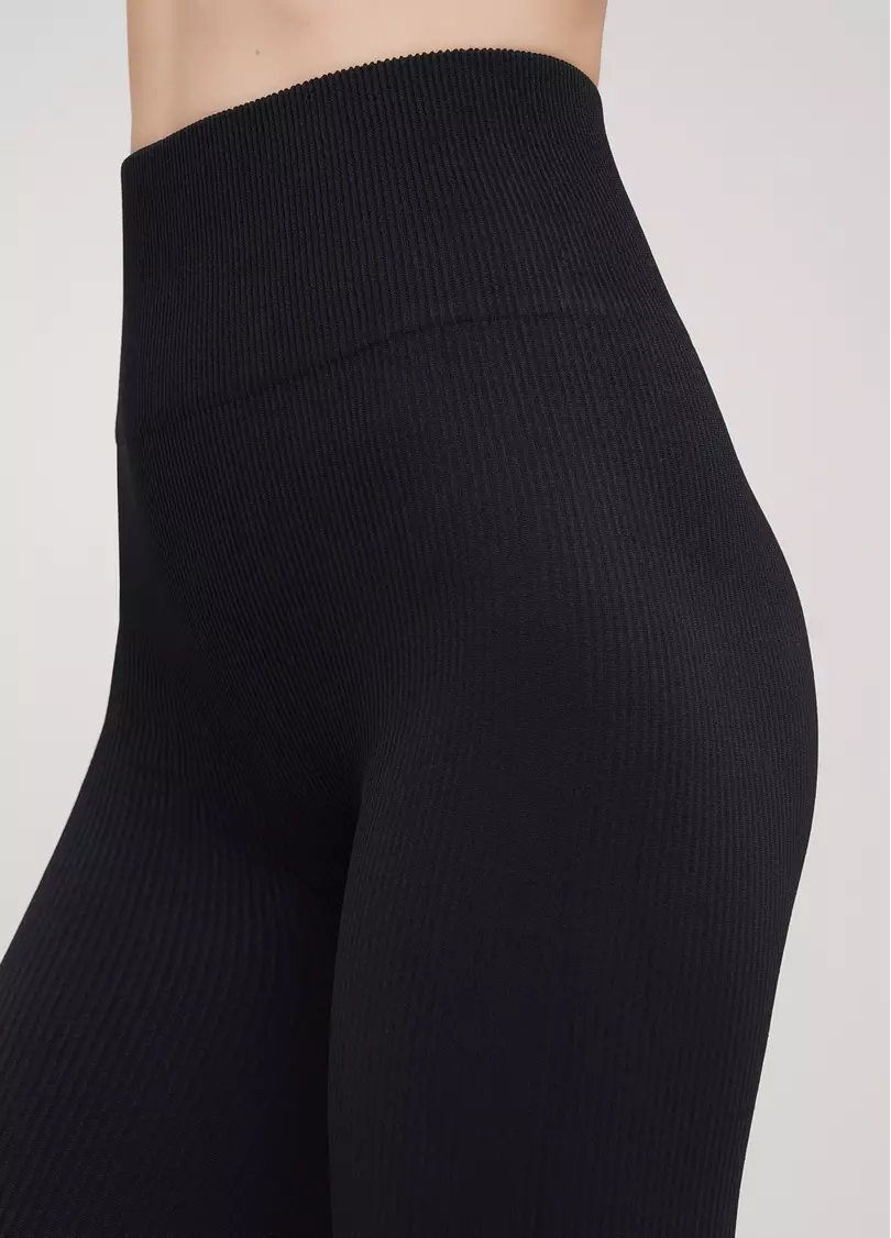 Легінси в рубчик з моделюючим швом ззаду LEGGINGS RIB (чорний)