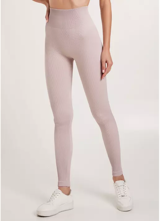 Легінси в рубчик з моделюючим швом ззаду LEGGINGS RIB burnished lilac (рожевий)