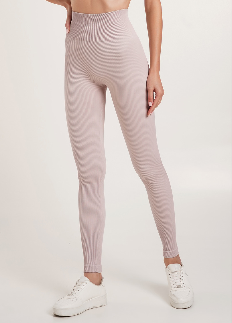 Легінси в рубчик з моделюючим швом ззаду LEGGINGS RIB burnished lilac (рожевий)