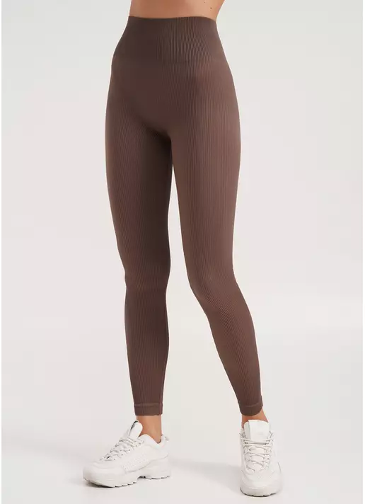Леггинсы в рубчик с моделирующим швом сзади LEGGINGS RIB deep taupe (коричневый)