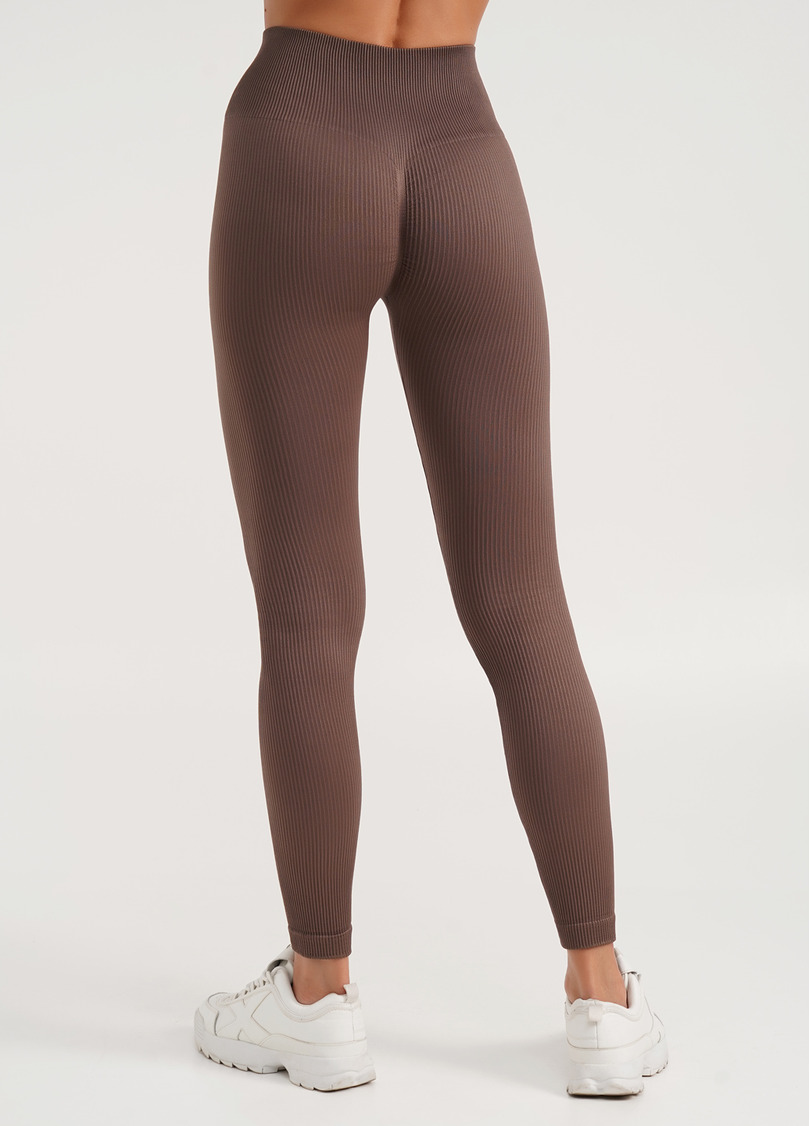 Леггинсы в рубчик с моделирующим швом сзади LEGGINGS RIB deep taupe (коричневый)