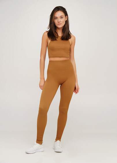 Леггинсы в рубчик с моделирующим швом сзади LEGGINGS RIB ermine (коричневый)