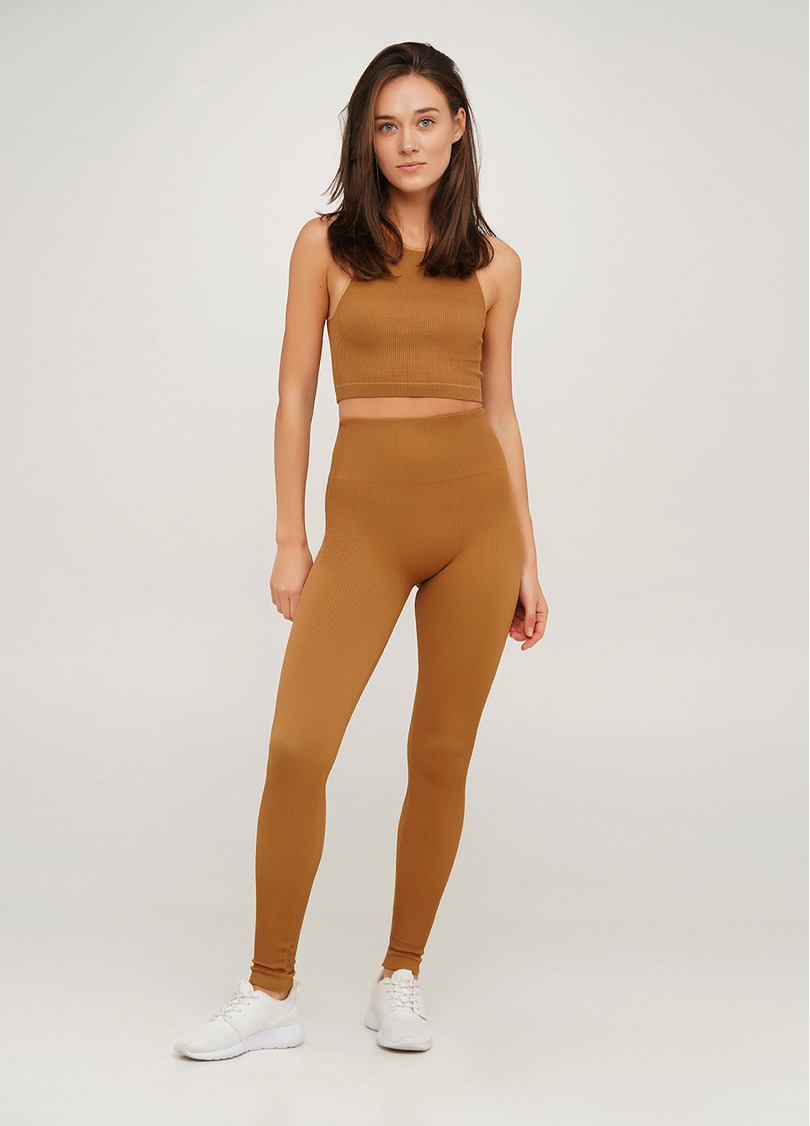 Легінси в рубчик з моделюючим швом ззаду LEGGINGS RIB ermine (коричневий)