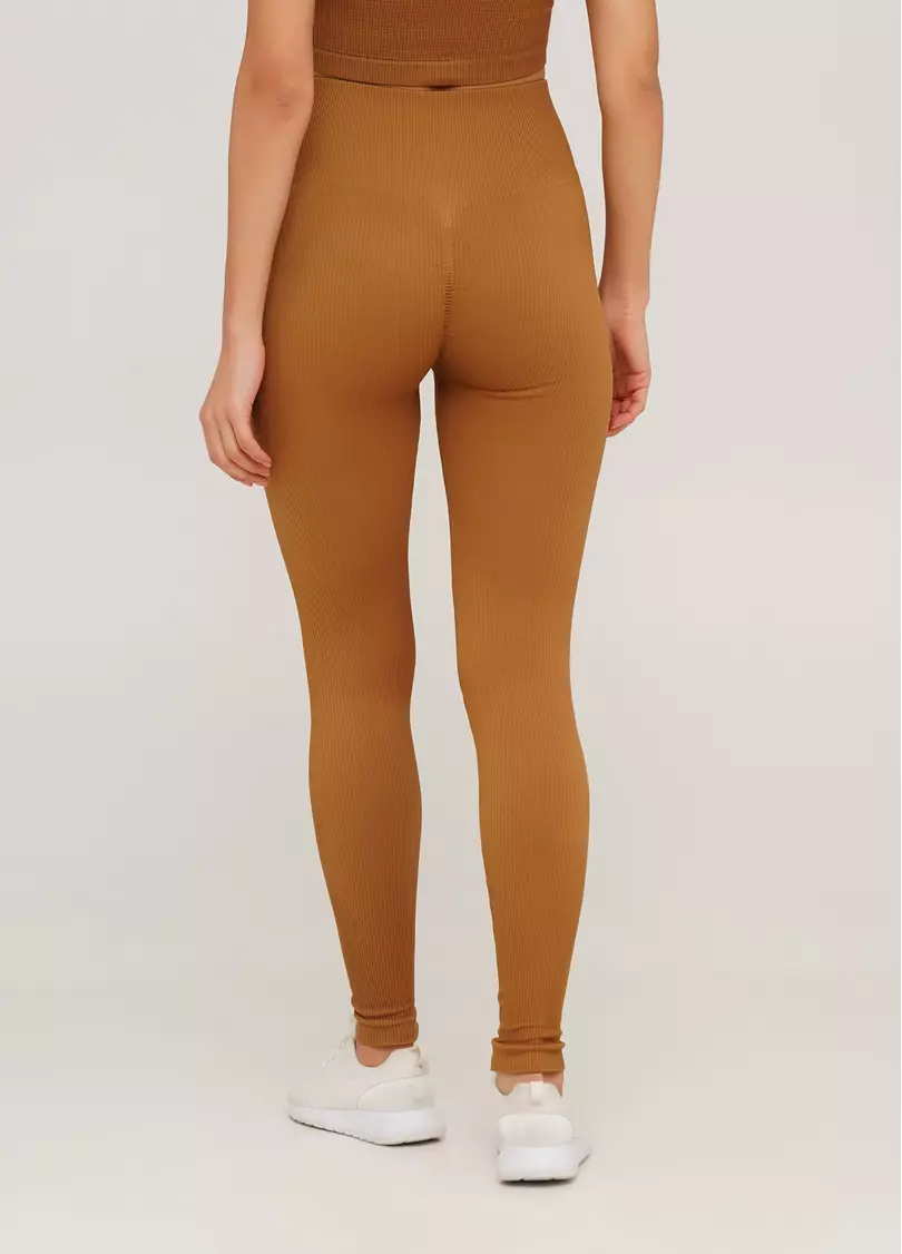 Легінси в рубчик з моделюючим швом ззаду LEGGINGS RIB ermine (коричневий)