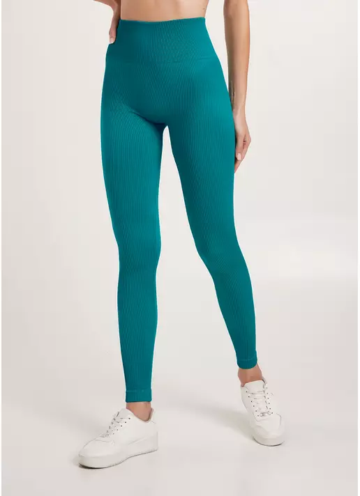 Леггинсы в рубчик с моделирующим швом сзади LEGGINGS RIB harbor blue (голубой)