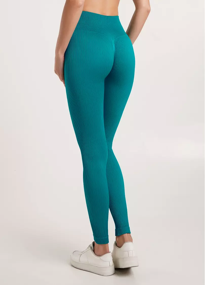 Легінси в рубчик з моделюючим швом ззаду LEGGINGS RIB harbor blue (блакитний)