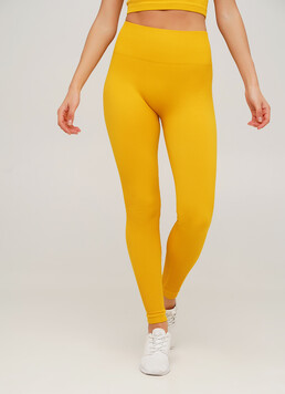 Леггинсы в рубчик с моделирующим швом сзади LEGGINGS RIB honey (желтый)