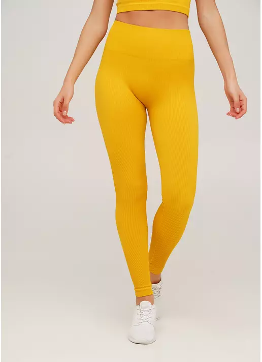 Леггинсы в рубчик с моделирующим швом сзади LEGGINGS RIB honey (желтый)