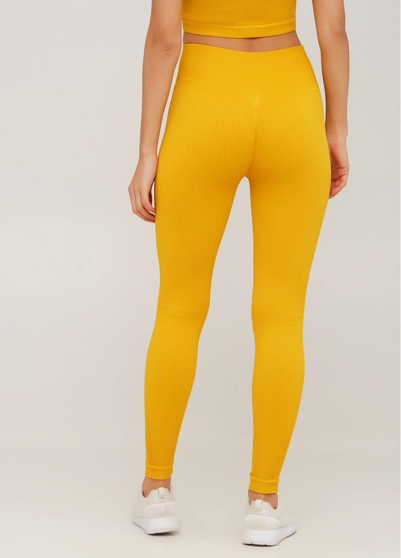 Легінси в рубчик з моделюючим швом ззаду LEGGINGS RIB honey (жовтий)