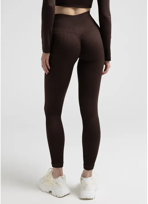 Леггинсы в рубчик с моделирующим швом LEGGINGS RIB, коричневые