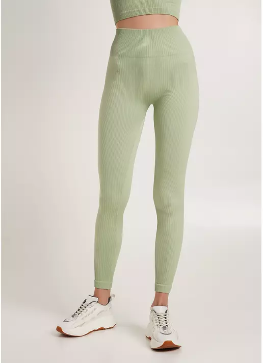 Легінси в рубчик з моделюючим швом ззаду LEGGINGS RIB kohlrabi (зелений)